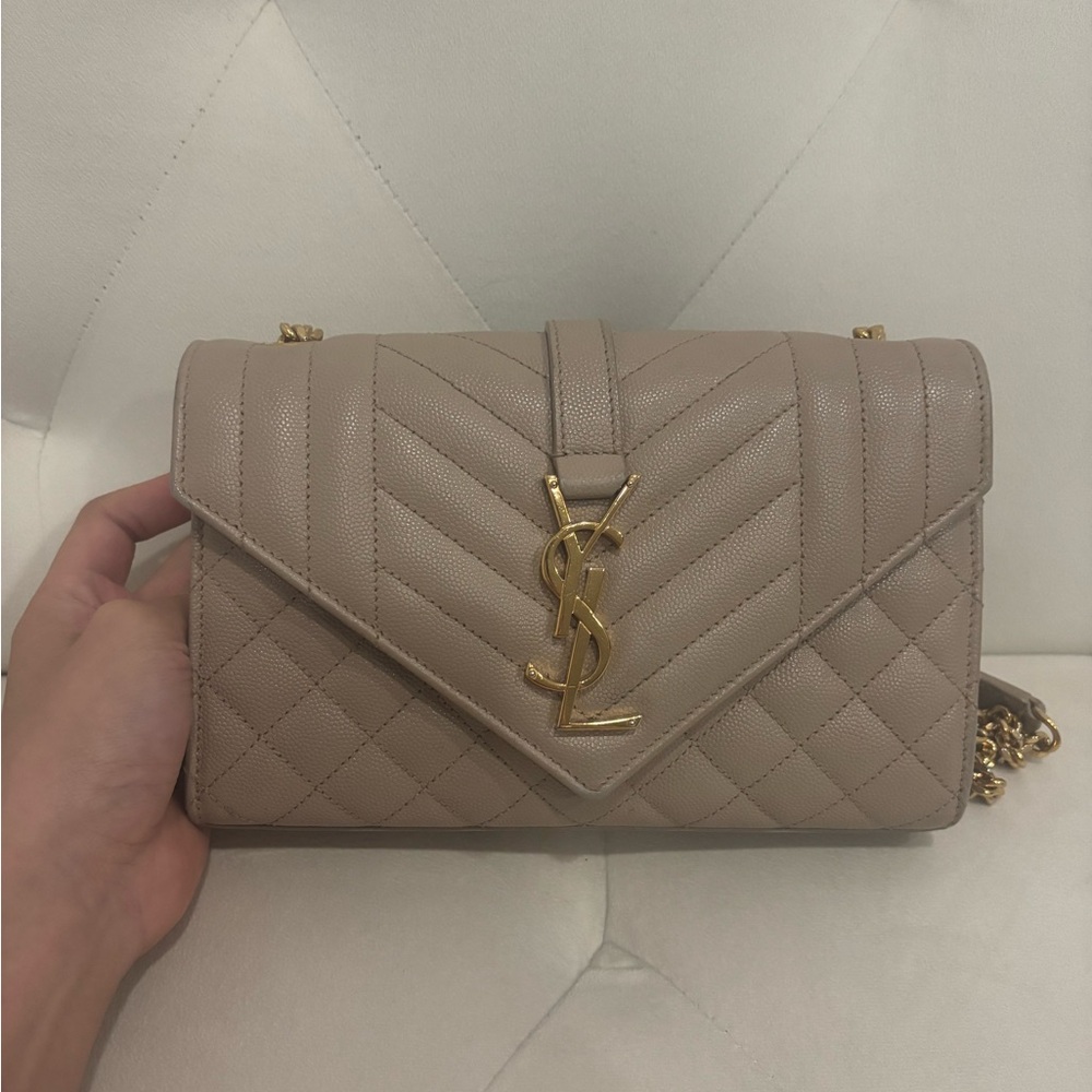 Yves Saint Laurent Beige Quilted Leather Shoulder Bag